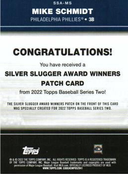 2022 Topps - Silver Slugger Award Patches #SSA-MS Mike Schmidt Back