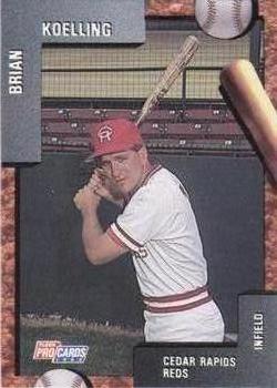 1992 Fleer ProCards Cedar Rapids Reds SGA #1079 Brian Koelling Front