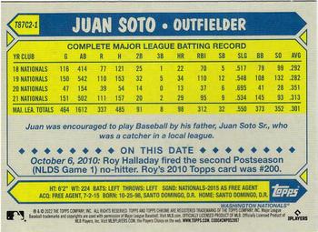 2022 Topps - 1987 Topps Baseball 35th Anniversary Chrome Silver Pack (Series Two) #T87C2-1 Juan Soto Back