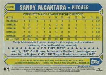 2022 Topps - 1987 Topps Baseball 35th Anniversary Chrome Silver Pack (Series Two) #T87C2-25 Sandy Alcantara Back