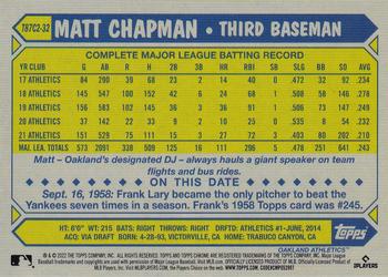 2022 Topps - 1987 Topps Baseball 35th Anniversary Chrome Silver Pack (Series Two) #T87C2-32 Matt Chapman Back