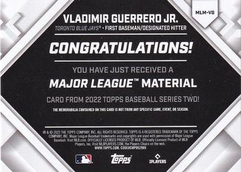 2022 Topps - Major League Material Relics (Series Two) #MLM-VG Vladimir Guerrero Jr. Back