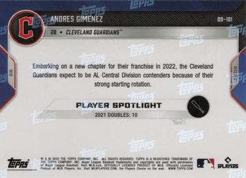 2022 Topps Now Road to Opening Day Cleveland Guardians - Red #OD-101 Andres Gimenez Back
