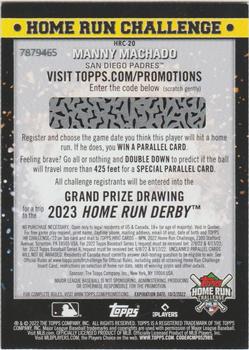 2022 Topps - Home Run Challenge Code Cards (Series Two) #HRC-20 Manny Machado Back