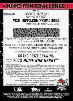 2022 Topps - Home Run Challenge Code Cards (Series Two) #HRC-22 Rafael Devers Back
