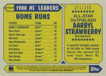 2022 Topps - 1987 Topps Baseball 35th Anniversary All-Stars Black #87AS-34 Darryl Strawberry Back