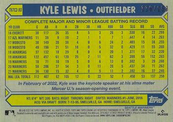 2022 Topps - 1987 Topps Baseball 35th Anniversary Chrome Silver Pack Blue (Series Two) #T87C2-93 Kyle Lewis Back