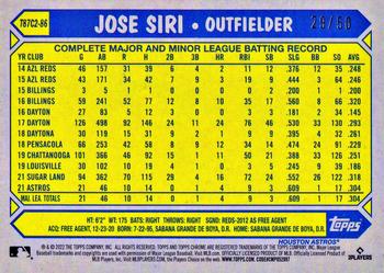 2022 Topps - 1987 Topps Baseball 35th Anniversary Chrome Silver Pack Gold (Series Two) #T87C2-86 Jose Siri Back