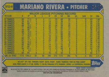 2022 Topps - 1987 Topps Baseball 35th Anniversary Chrome Silver Pack Orange (Series Two) #T87C2-49 Mariano Rivera Back