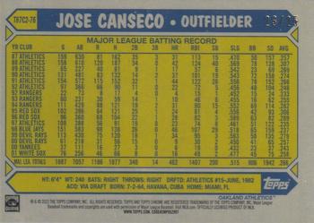 2022 Topps - 1987 Topps Baseball 35th Anniversary Chrome Silver Pack Orange (Series Two) #T87C2-76 Jose Canseco Back