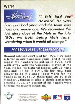 1993 Upper Deck - Iooss Collection #WI 14 Howard Johnson Back