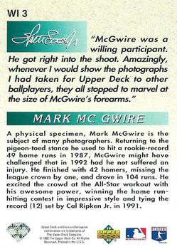 1993 Upper Deck - Iooss Collection #WI 3 Mark McGwire Back