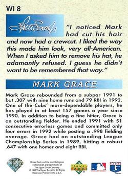 1993 Upper Deck - Iooss Collection #WI 8 Mark Grace Back
