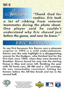 1993 Upper Deck - Iooss Collection #WI 9 Eric Karros Back