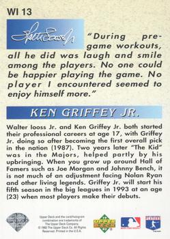 1993 Upper Deck - Iooss Collection #WI 13 Ken Griffey Jr. Back