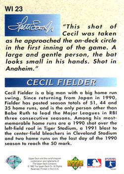 1993 Upper Deck - Iooss Collection #WI 23 Cecil Fielder Back