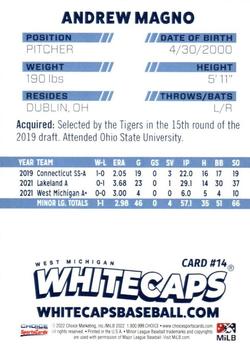 2022 Choice West Michigan Whitecaps #14 Andrew Magno Back