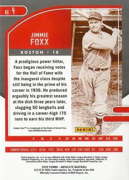 2022 Panini Absolute - Holo Silver #4 Jimmie Foxx Back