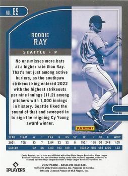 2022 Panini Absolute - Holo Silver #89 Robbie Ray Back