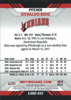 2022 Choice Indianapolis Indians #03 Osvaldo Bido Back