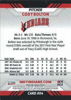 2022 Choice Indianapolis Indians #04 Cody Bolton Back