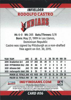 2022 Choice Indianapolis Indians #06 Rodolfo Castro Back