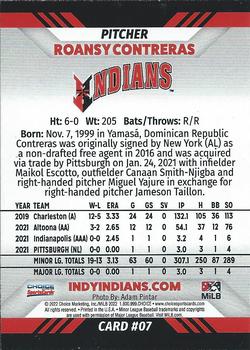 2022 Choice Indianapolis Indians #07 Roansy Contreras Back