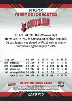 2022 Choice Indianapolis Indians #10 Yerry de los Santos Back
