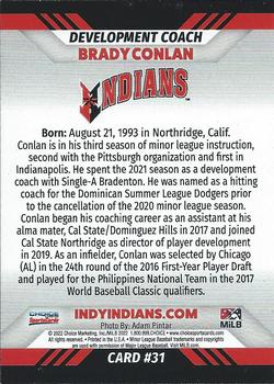 2022 Choice Indianapolis Indians #31 Brady Conlan Back