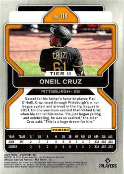 2022 Panini Prizm #118 Oneil Cruz Back