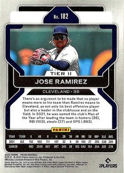 2022 Panini Prizm #182 Jose Ramirez Back