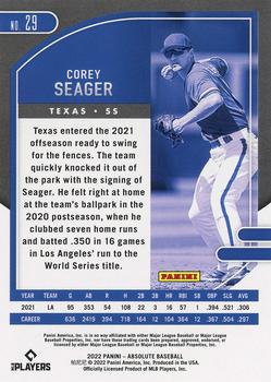 2022 Panini Absolute - Green #29 Corey Seager Back