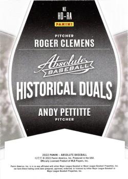 2022 Panini Absolute - Historical Duals Retail Green #HD-RA Andy Pettitte / Roger Clemens Back