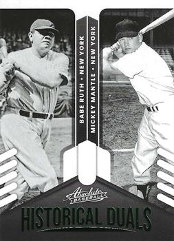 2022 Panini Absolute - Historical Duals Retail Green #HD-BM Babe Ruth / Mickey Mantle Front