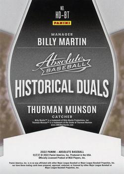 2022 Panini Absolute - Historical Duals Spectrum Blue #HD-BT Billy Martin / Thurman Munson Back