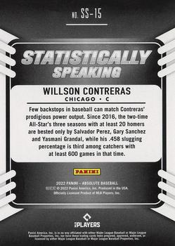 2022 Panini Absolute - Statistically Speaking Retail #SS-15 Willson Contreras Back