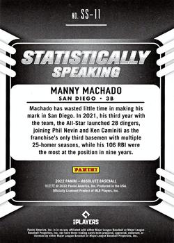 2022 Panini Absolute - Statistically Speaking Retail Lava #SS-11 Manny Machado Back