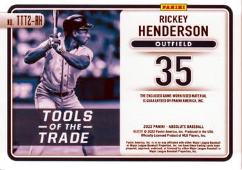 2022 Panini Absolute - Tools of the Trade 2 Swatch Retail #TTT2-RH Rickey Henderson Back