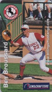 2002 Lenscrafters Billings Mustangs Decade Greats Magnet Cards #NNO Ben Broussard Front