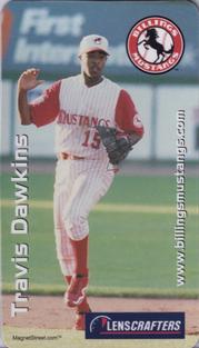 2002 Lenscrafters Billings Mustangs Decade Greats Magnet Cards #NNO Travis Dawkins Front