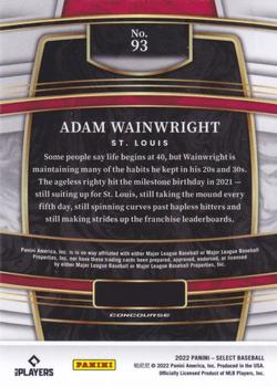 2022 Panini Select - Blue Retail Base #93 Adam Wainwright Back