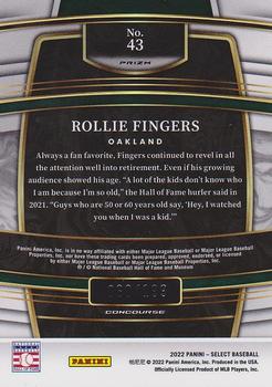 2022 Panini Select - Red #43 Rollie Fingers Back