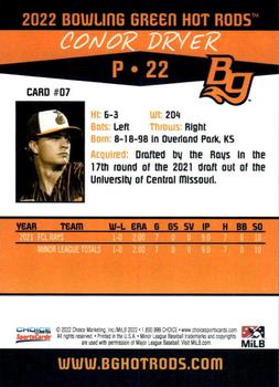 2022 Choice Bowling Green Hot Rods #7 Conor Dryer Back