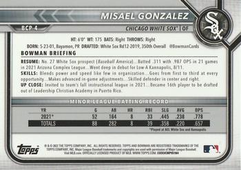 2022 Bowman Sapphire Edition #BCP-4 Misael Gonzalez Back
