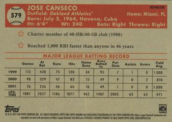 2021 Topps Chrome Platinum Anniversary - Refractor #579 Jose Canseco Back