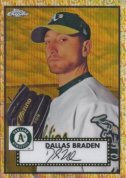 2021 Topps Chrome Platinum Anniversary - Gold/Rose Gold 70th Anniversary Wave Refractor #563 Dallas Braden Front