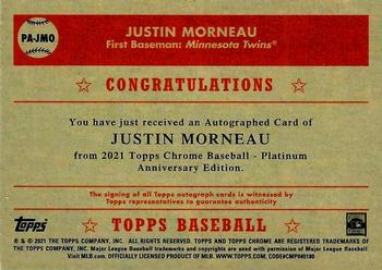 2021 Topps Chrome Platinum Anniversary - Autographs #PA-JMO Justin Morneau Back