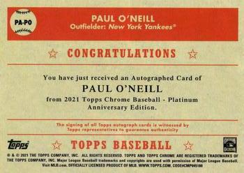 2021 Topps Chrome Platinum Anniversary - Autographs #PA-PO Paul O'Neill Back