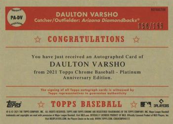 2021 Topps Chrome Platinum Anniversary - Autographs Refractor #PA-DV Daulton Varsho Back