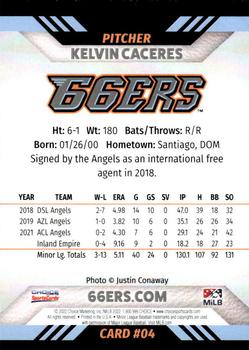 2022 Choice Inland Empire 66ers #04 Kelvin Caceres Back